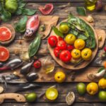 Pratos saudáveis da dieta mediterrânea com vegetais frescos e azeite