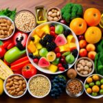 Prato colorido com alimentos da dieta mediterrânea